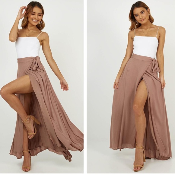 mocha maxi skirt